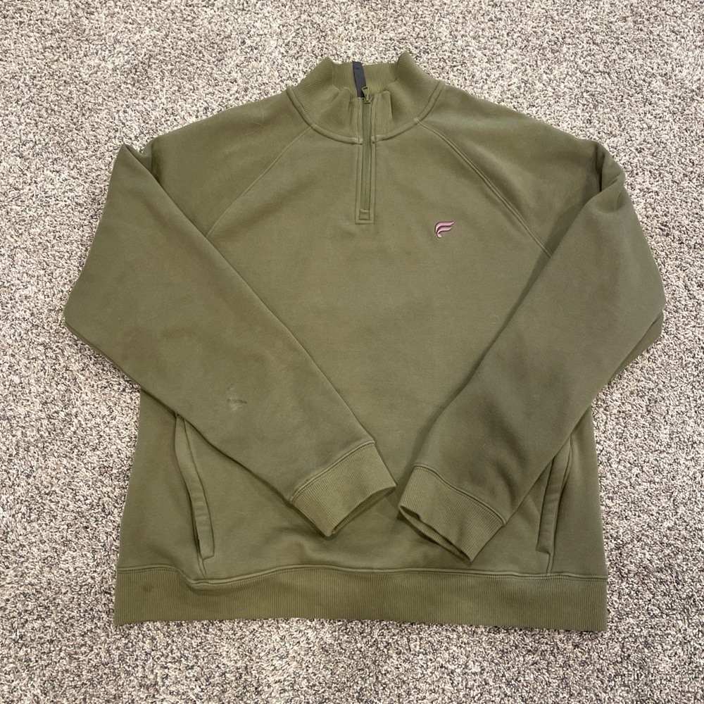 Fabletics olive green, zip up sweatshirt